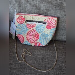 Handcrafted in India Seashell Beaded Crossbody Clutch Bag Shell